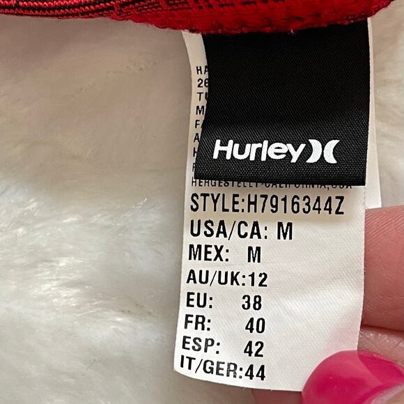 Hurley Bikini Two Piece Striped Tie Hip Flutter Top Summer Bathing Suit Medium - Picture 4 of 6